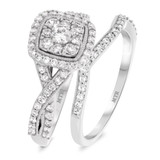 Photo of Blair 7/8 Carat T.W. Diamond Cushion Cluster Bridal Set 10K White Gold [BR915W-C000]