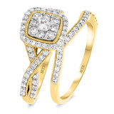Photo of Blair 7/8 CT. T.W. Diamond Cushion Cluster Bridal Set 14K Yellow Gold [BR915Y-C000]