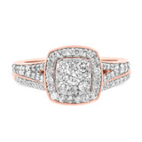 Photo of Emer 7/8 Carat T.W. Diamond Cushion Cluster Bridal Set 10K Rose Gold [BR916R-C000]