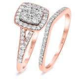 Photo of Emer 7/8 Carat T.W. Diamond Cushion Cluster Bridal Set 14K Rose Gold [BR916R-C000]