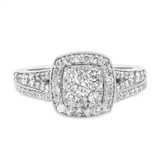 Photo of Emer 7/8 CT. T.W. Diamond Cushion Cluster Bridal Set 14K White Gold [BR916W-C000]