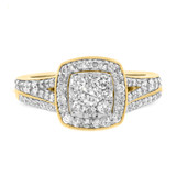 Photo of Emer 7/8 Carat T.W. Diamond Cushion Cluster Bridal Set 14K Yellow Gold [BR916Y-C000]