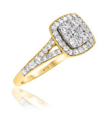 Photo of Emer 7/8 Carat T.W. Diamond Cushion Cluster Bridal Set 14K Yellow Gold [BT916YE-C000]