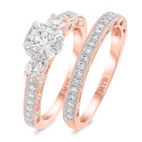 Photo of Kayla 1 3/8 Carat T.W. Diamond Round Solitaire Bridal Set 14K Rose Gold [BR921R-R038]