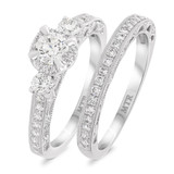 Photo of Kayla 1 1/3 CT. T.W. Diamond Round Solitaire Bridal Set 10K White Gold [BR921W-R038]