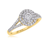 Photo of Lori 1 CT. T.W. Diamond Round Cluster Bridal Set 14K Yellow Gold [BT925YE-C000]