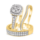 Photo of Alejo 1 1/4 ct tw. Cushion Cluster Trio Set 10K Yellow Gold [BT856Y-C000]