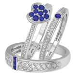 Photo of Manuka 3/8 CT. T.W. Sapphire and Diamond Trio Matching Wedding Ring Set 10K White Gold [BT867W-C000]