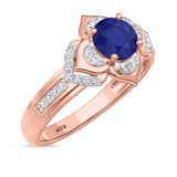 Photo of Clema 1 1/2 CT. T.W. Sapphire and Diamond Trio Matching Wedding Ring Set 14K Rose Gold [BT868RE-C000]
