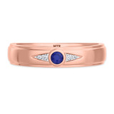 Photo of Clema 1 1/2 CT. T.W. Sapphire and Diamond Trio Matching Wedding Ring Set 14K Rose Gold [BT868RM]