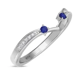 Photo of Clema 1 1/2 CT. T.W. Sapphire and Diamond Trio Matching Wedding Ring Set 10K White Gold [BT868WL]
