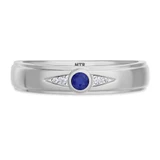 Photo of Clema 1 1/2 CT. T.W. Sapphire and Diamond Trio Matching Wedding Ring Set 10K White Gold [BT868WM]