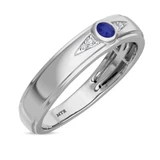 Photo of Clema 1 1/2 CT. T.W. Sapphire and Diamond Trio Matching Wedding Ring Set 10K White Gold [BT868WM]