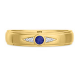 Photo of Clema 1 1/2 CT. T.W. Sapphire and Diamond Trio Matching Wedding Ring Set 14K Yellow Gold [BT868YM]
