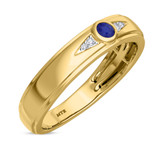 Photo of Clema 1 1/2 CT. T.W. Sapphire and Diamond Trio Matching Wedding Ring Set 14K Yellow Gold [BT868YM]