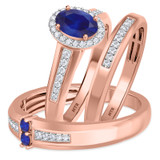 Photo of Chrisoula 1 Carat T.W. Sapphire and Diamond Trio Matching Wedding Ring Set 10K Rose Gold [BT869R-C000]