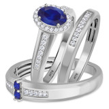 Photo of Chrisoula 1 Carat T.W. Sapphire and Diamond Trio Matching Wedding Ring Set 10K White Gold [BT869W-C000]