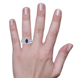 Photo of Chrisoula 1 CT. T.W. Sapphire and Diamond Trio Matching Wedding Ring Set 14K White Gold [BR869W-C000] [HT]
