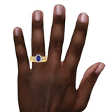 Photo of Chrisoula 1 CT. T.W. Sapphire and Diamond Trio Matching Wedding Ring Set 10K Yellow Gold [BR869Y-C000] [HT-4]