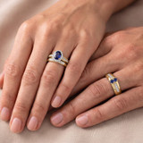 Photo of Chrisoula 1 Carat T.W. Sapphire and Diamond Trio Matching Wedding Ring Set 14K Yellow Gold [BT869Y-C000]