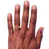 Photo of Neeja 1/2 CT. T.W. Sapphire and Diamond Trio Matching Wedding Ring Set 14K Yellow Gold [BT870YM] [HT-3]
