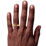 Photo of Neeja 1/2 CT. T.W. Sapphire and Diamond Trio Matching Wedding Ring Set 14K Yellow Gold [BT870YM] [HT-4]