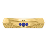 Photo of Neeja 1/2 CT. T.W. Sapphire and Diamond Trio Matching Wedding Ring Set 14K Yellow Gold [BT870YM]