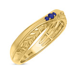 Photo of Neeja 1/2 CT. T.W. Sapphire and Diamond Trio Matching Wedding Ring Set 14K Yellow Gold [BT870YM]