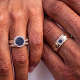Photo of Delphine 1 1/2 Carat T.W. Sapphire and Diamond Trio Matching Wedding Ring Set 10K Rose Gold [BT871R-C000]