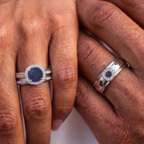 Photo of Delphine 1 1/2 Carat T.W. Sapphire and Diamond Trio Matching Wedding Ring Set 10K White Gold [BT871W-C000]