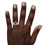 Photo of Delphine 1 1/2 Carat T.W. Sapphire and Diamond Trio Matching Wedding Ring Set 10K White Gold [BR871W-C000] [HT-4]