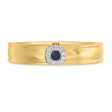Photo of Delphine 1 1/2 Carat T.W. Sapphire and Diamond Trio Matching Wedding Ring Set 14K Yellow Gold [BT871YM]