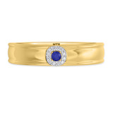 Photo of Delphine 1 1/2 Carat T.W. Sapphire and Diamond Trio Matching Wedding Ring Set 14K Yellow Gold [BT871YM]