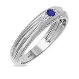 Photo of Magnol 1 1/10 Carat T.W. Sapphire and Diamond Trio Matching Wedding Ring Set 10K White Gold [BT872WM]