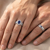 Photo of Magnol 1 1/10 Carat T.W. Sapphire and Diamond Trio Matching Wedding Ring Set 14K White Gold [BT872W-C000]