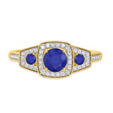 Photo of Diantha 1 1/4 CT. T.W. Sapphire and Diamond Trio Matching Wedding Ring Set 14K Yellow Gold [BT873YE-C000]