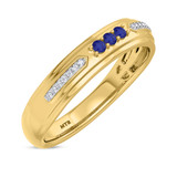 Photo of Diantha 1 1/4 CT. T.W. Sapphire and Diamond Trio Matching Wedding Ring Set 14K Yellow Gold [BT873YM]