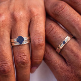 Photo of Irit 7/8 CT. T.W. Sapphire and Diamond Trio Matching Wedding Ring Set 14K Rose Gold [BT874R-C000]