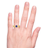 Photo of Irit 7/8 CT. T.W. Sapphire and Diamond Trio Matching Wedding Ring Set 10K Yellow Gold [BR874Y-C000] [HT]