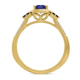 Photo of Abilia 1 1/5 CT. T.W. Sapphire and Diamond Trio Matching Wedding Ring Set 14K Yellow Gold [BT877YE-C000]