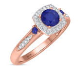 Photo of Mawar 1 1/7 Carat T.W. Sapphire and Diamond Trio Matching Wedding Ring Set 10K Rose Gold [BT878RE-C000]
