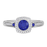 Photo of Mawar 1 1/7 CT. T.W. Sapphire and Diamond Trio Matching Wedding Ring Set 14K White Gold [BT878WE-C000]