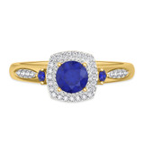 Photo of Mawar 1 1/7 CT. T.W. Sapphire and Diamond Trio Matching Wedding Ring Set 14K Yellow Gold [BT878YE-C000]