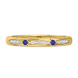 Photo of Mawar 1 1/7 CT. T.W. Sapphire and Diamond Trio Matching Wedding Ring Set 14K Yellow Gold [BT878YL]