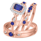 Photo of Garland 1 1/10 Carat T.W. Sapphire and Diamond Trio Matching Wedding Ring Set 10K Rose Gold [BT879R-C000]