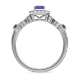 Photo of Garland 1 1/10 CT. T.W. Sapphire and Diamond Trio Matching Wedding Ring Set 10K White Gold [BT879WE-C000]