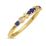 Photo of Garland 1 1/10 CT. T.W. Sapphire and Diamond Trio Matching Wedding Ring Set 10K Yellow Gold [BT879YL]