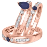 Photo of Hana 7/8 Carat T.W. Sapphire and Diamond Trio Matching Wedding Ring Set 10K Rose Gold [BT880R-C000]