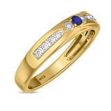 Photo of Hana 7/8 CT. T.W. Sapphire and Diamond Trio Matching Wedding Ring Set 10K Yellow Gold [BT880YM]