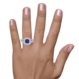 Photo of Evanthe 2 CT. T.W. Sapphire and Diamond Trio Matching Wedding Ring Set 14K Rose Gold [BR891R-C000] [HT-2]